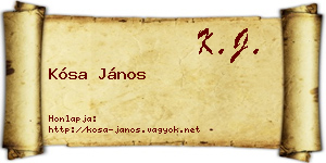 Kósa János névjegykártya